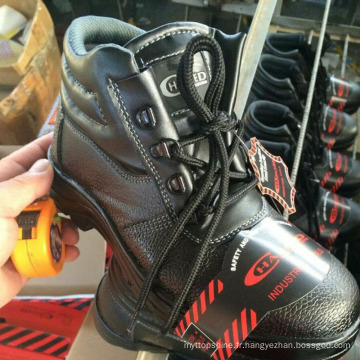 Chaussures de sécurité en cuir pour travail industriel (PU Leather + Rubber Sole)